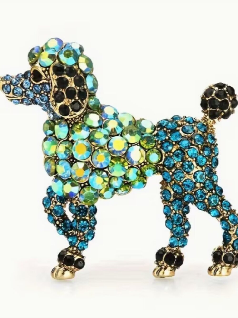 Vintage Style Crystal Rhinestone embellished Poodle Puppy Brooch